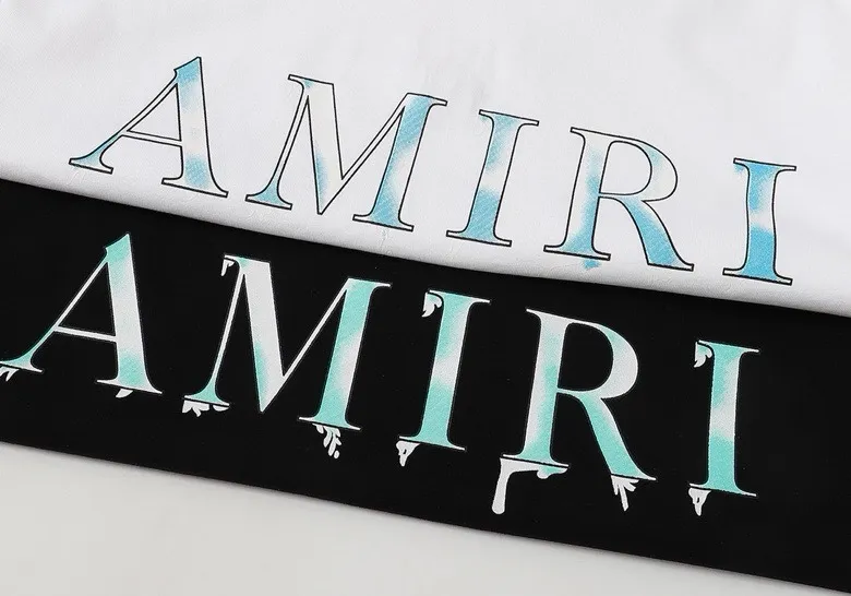 Style number: 683 P120 Fabric: 260g double yarn AMIRI 2025 spring and summer new logo round neck T-shirt high street unisex style loose classic letter short sleeves Color: White Black Size: S M L XL