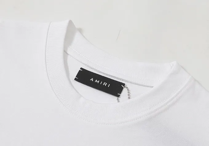Style number: 683 P120 Fabric: 260g double yarn AMIRI 2025 spring and summer new logo round neck T-shirt high street unisex style loose classic letter short sleeves Color: White Black Size: S M L XL