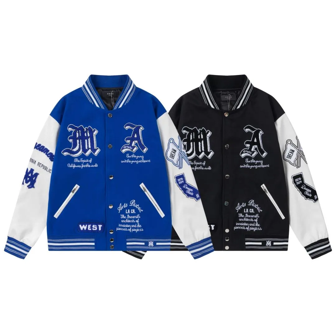 7173#P496AMIRI Sanskrit heavy embroidery jacket. Color: black, blue. Size: S M L XL
