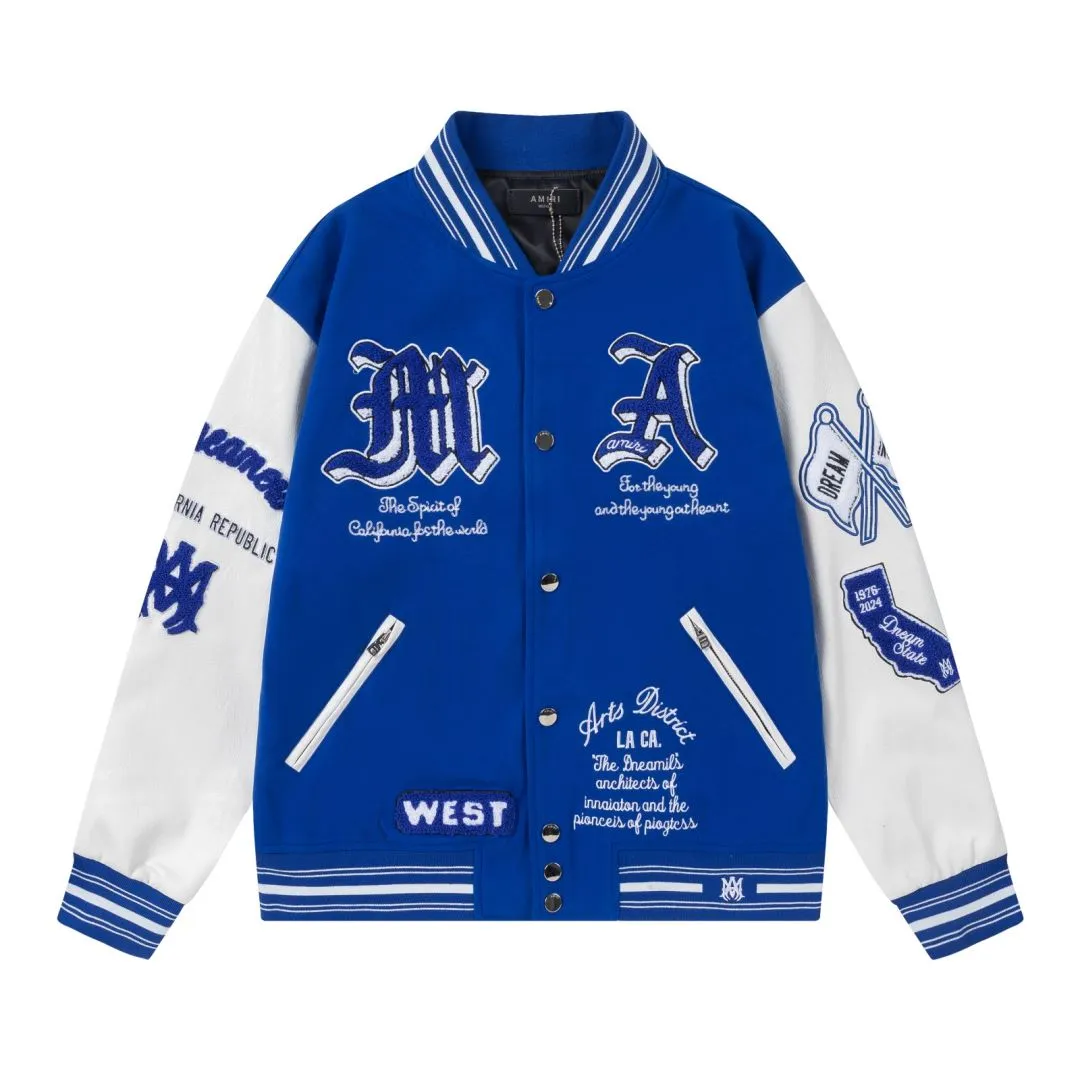 7173#P496AMIRI Sanskrit heavy embroidery jacket. Color: black, blue. Size: S M L XL