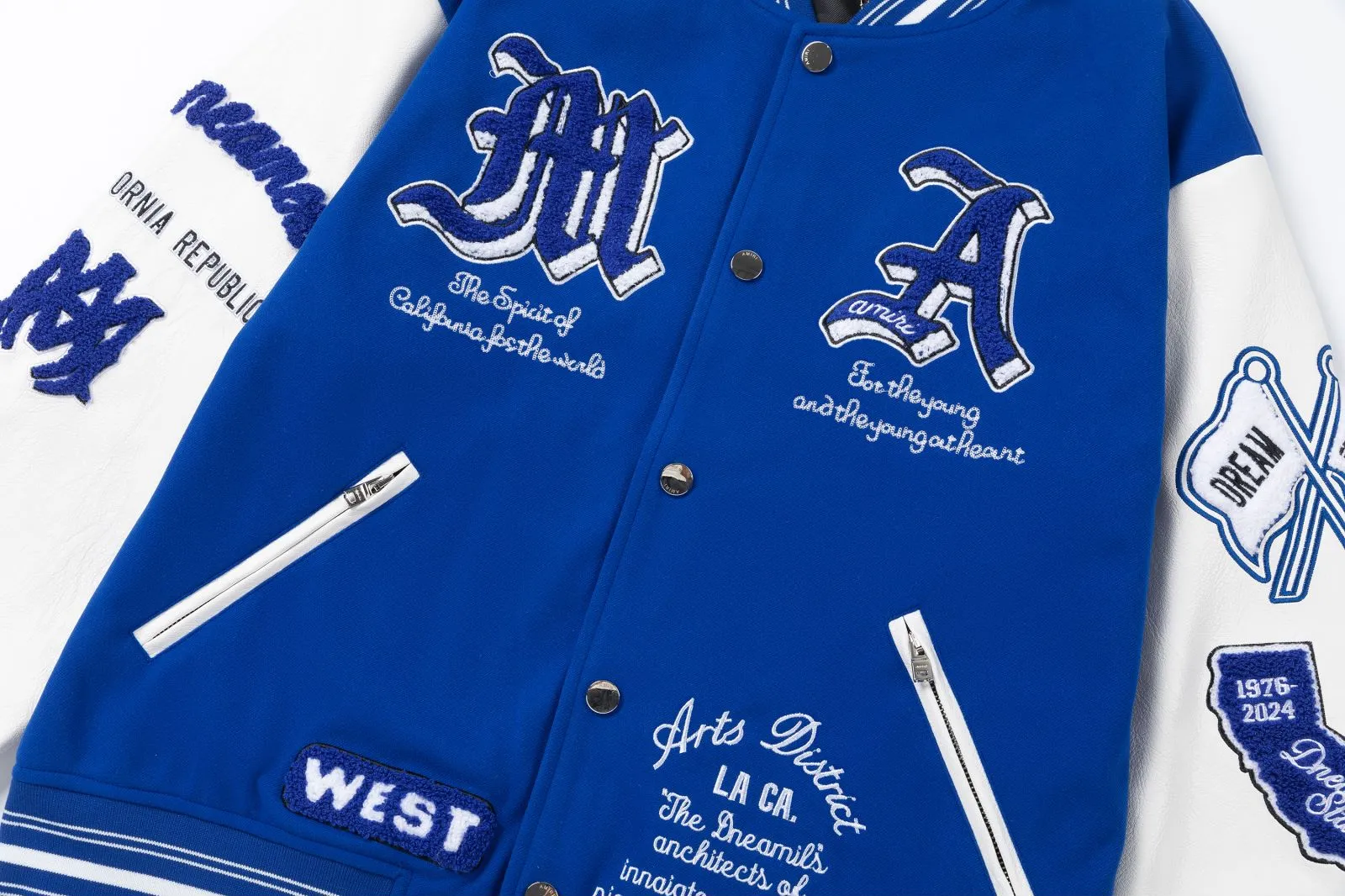 7173#P496AMIRI Sanskrit heavy embroidery jacket. Color: black, blue. Size: S M L XL