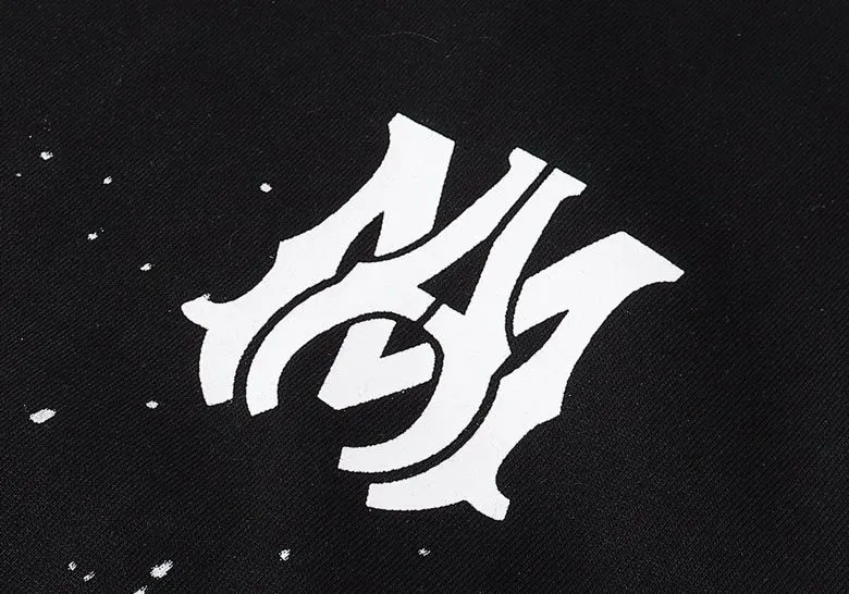 Style number: 873 P230 Fabric: 360g pure cotton terry sweatshirt AMIRI2025 new autumn and winter logo hooded terry sweatshirt high street unisex loose classic letter jacket Color: black Size: S M L XL