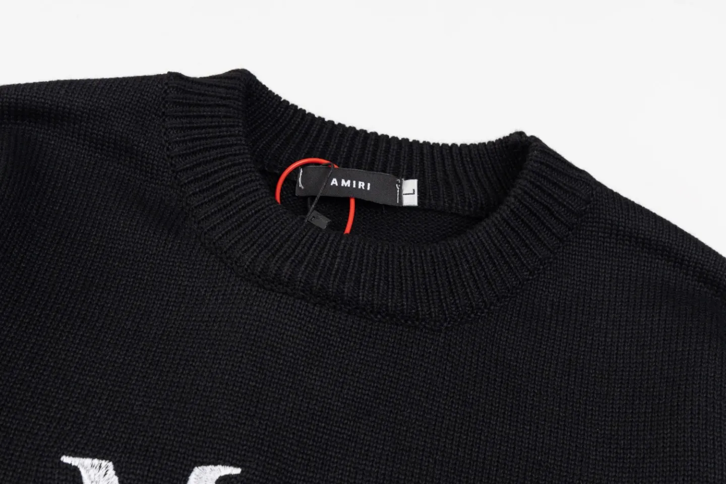 P290 Top version AMIRI/AMIRI classic letter jacquard Logo letter knitted casual crew neck sweater, same style for men and women, couple style -Color/Color: black white -Size/Size: S——XXL