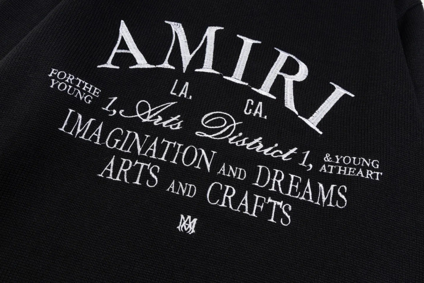 P290 Top version AMIRI/AMIRI classic letter jacquard Logo letter knitted casual crew neck sweater, same style for men and women, couple style -Color/Color: black white -Size/Size: S——XXL