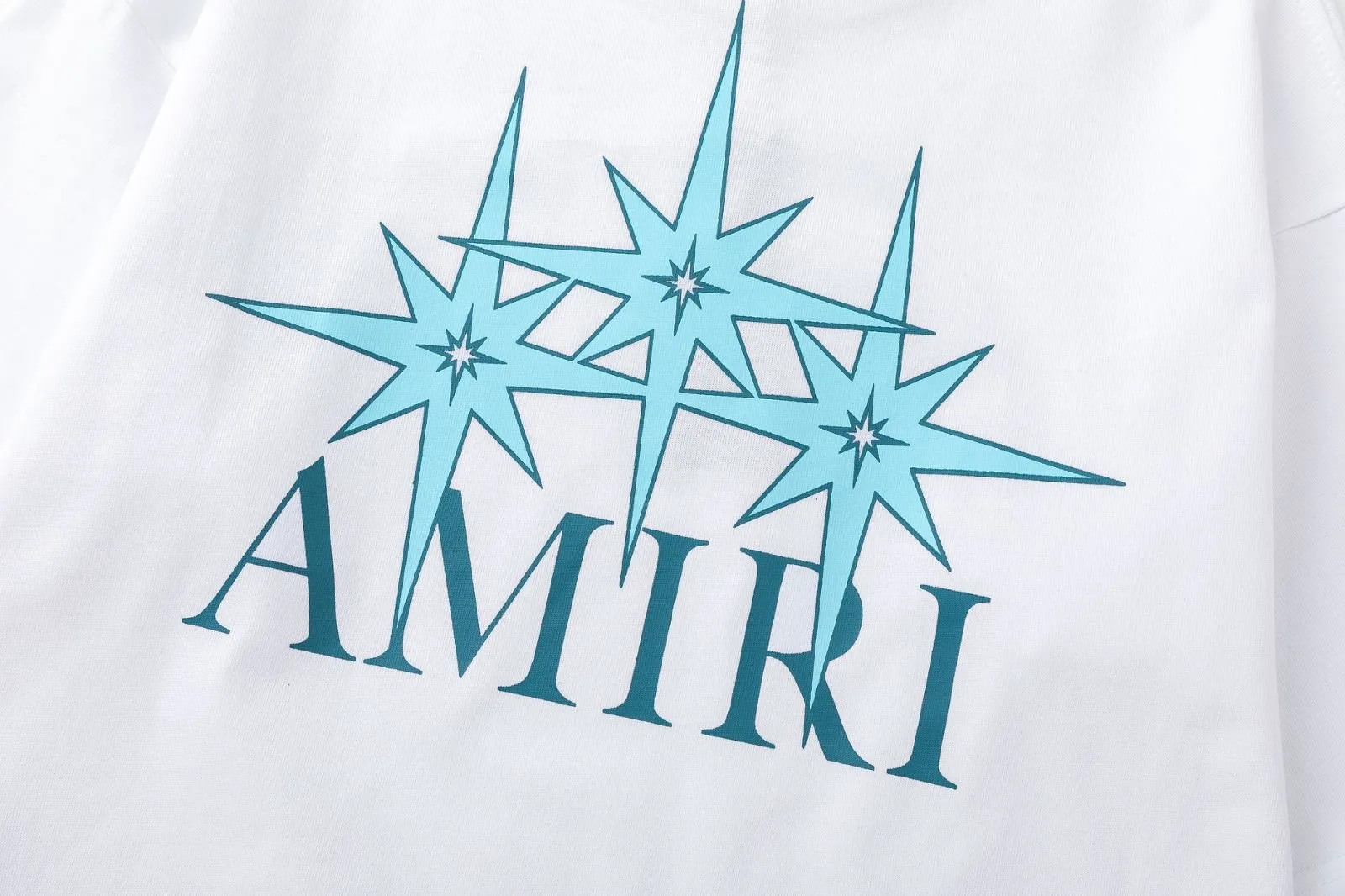 8032#P152, AMIRI star logo hand-printed loose version short-sleeved T-shirt, made of 300 grams of fabric, color: black, white, size: S M L XL