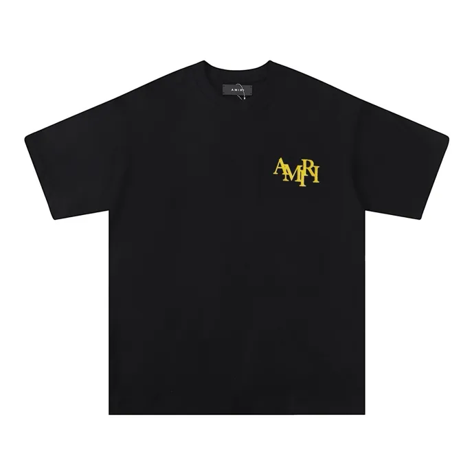 Style number: 684 P120 Fabric: 260g double yarn AMIRI 2025 spring and summer new logo round neck T-shirt high street unisex style loose classic letter short sleeves Color: White Black Size: S M L XL