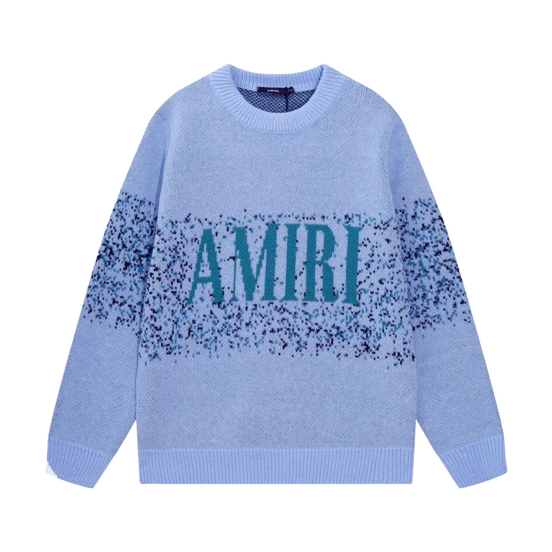 P280 AMIRI new style neckline personalized logo embroidered jacquard seahorse wool sweater Color: Brown Green Black Size: S M L XL XXL