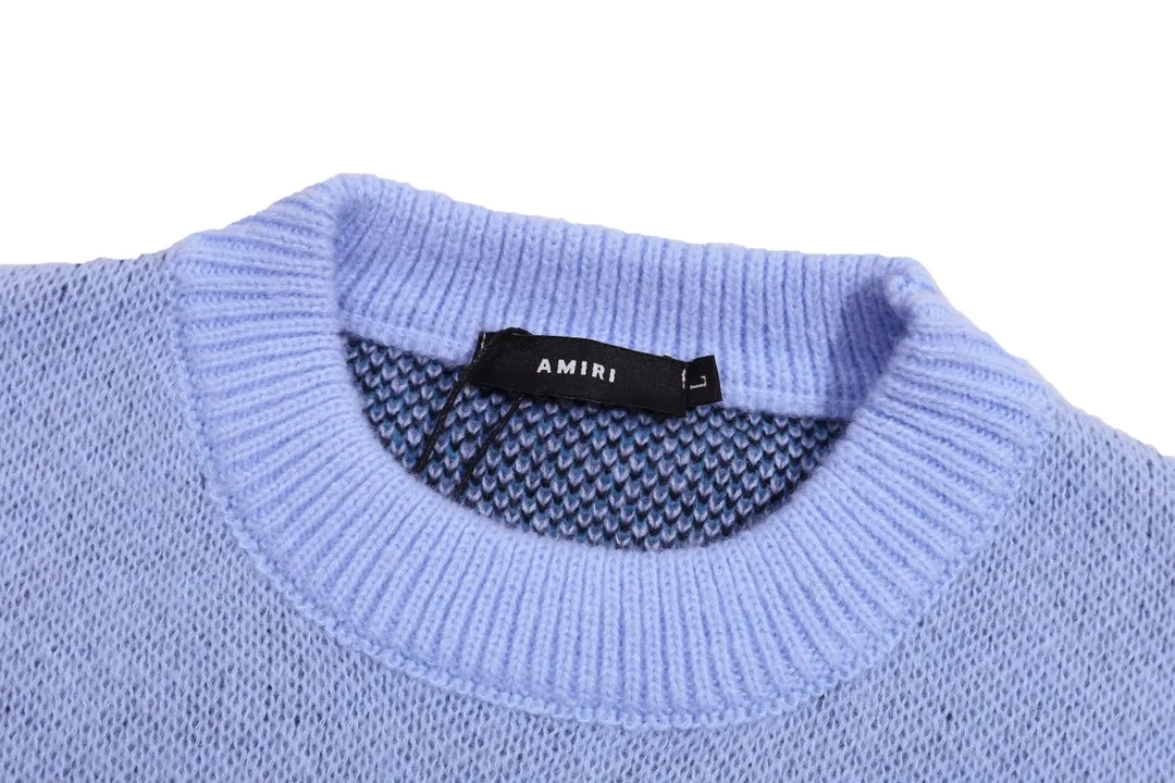 P280 AMIRI new style neckline personalized logo embroidered jacquard seahorse wool sweater Color: Brown Green Black Size: S M L XL XXL