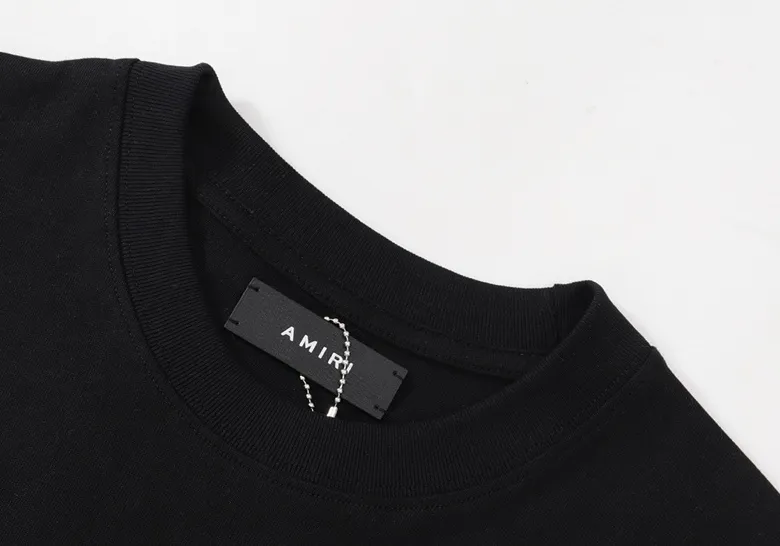 Style number: 681 P120 Fabric: 260g double yarn AMIRI 2025 spring and summer new logo round neck T-shirt high street men and women loose classic letter flower short sleeves Color: White Black Size: S M L XL
