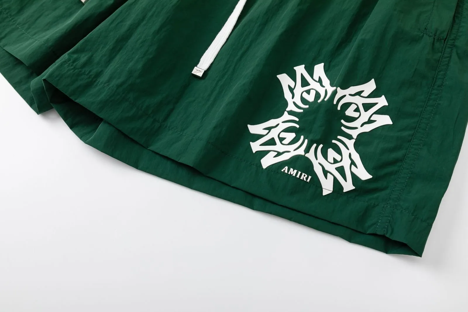 DK018#P230, AMIRI lettering film logo, cool and skin-friendly casual sports beach pants, color: black, dark green, size: S M L XL