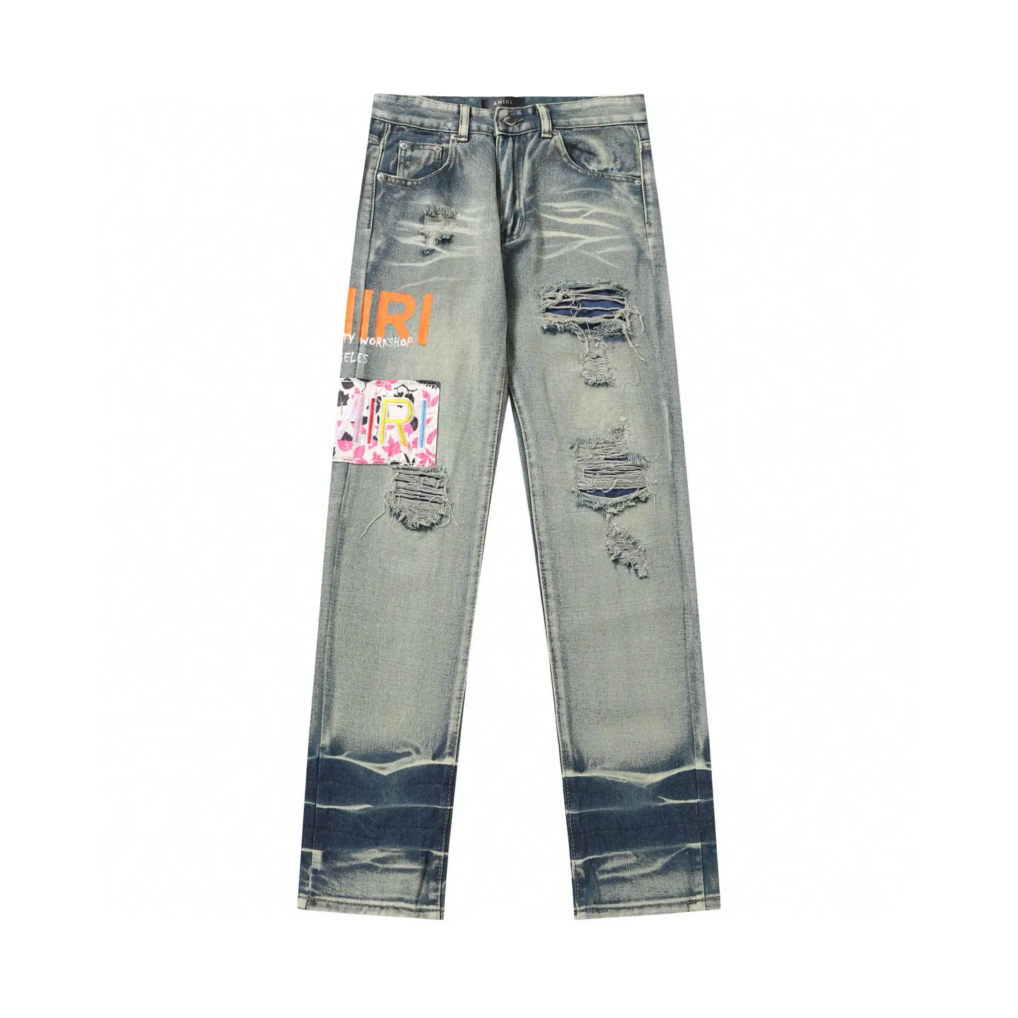 P270 AMIRI patch embroidery jeans trousers AMIRI high street basic ripped jeans trousers Color: Picture color Code number: 28-36