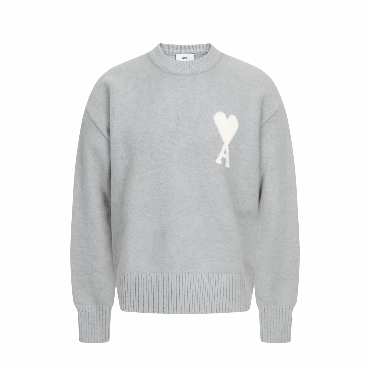 🅿️500 [Exclusive supply] Ami love jacquard crew neck sweater (grey) The original version was purchased for 2,617 and developed. The fabric is made of alpaca wool to maintain a stable shape. The stitching is even and firm, and the details are meticulously handled, reflecting the brand's strict control over quality. The overall design is simple and elegant, suitable for various occasions. Whether it is business or leisure, it can show an elegant and decent style. The overall wiring is straight and delicate, the fabric is comfortable and soft, and the color is consistent without color difference. It can be matched with the same style to create a fashionable look, and can be used in various occasions. Customized accessories, complete with three standards, the same style for men and women. Size:S-M-L-XL