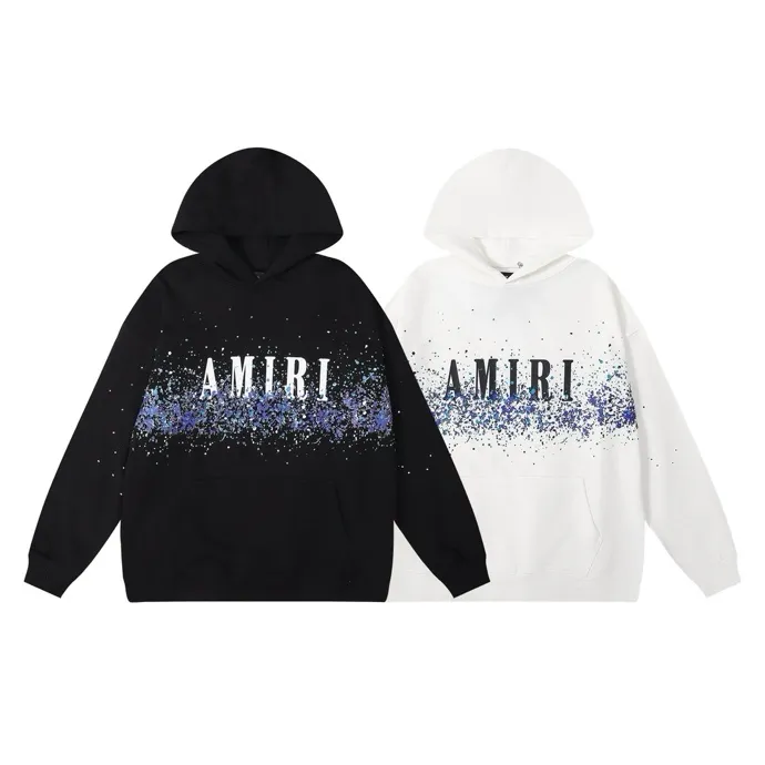 Style number: 857 P230 Fabric: 360g pure cotton terry sweatshirt AMIRI 2025 new autumn and winter logo hooded terry sweatshirt high street unisex loose classic letter jacket Color: Black White Size: S M L XL