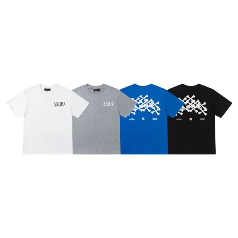 P140.AMIRI bone print logo, color: black, white, blue, floral gray, size; S M L XL