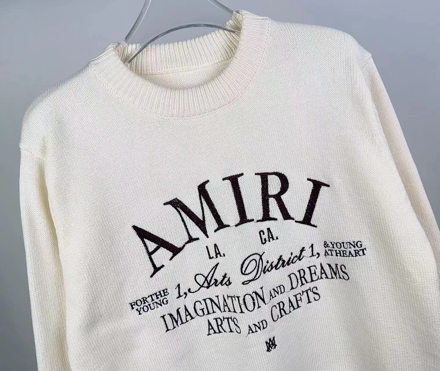P240 🎉AMIRI new sweater, logo embroidery on the chest 1:1 Color: Pearl White, Black, Size: S M L XL XXL