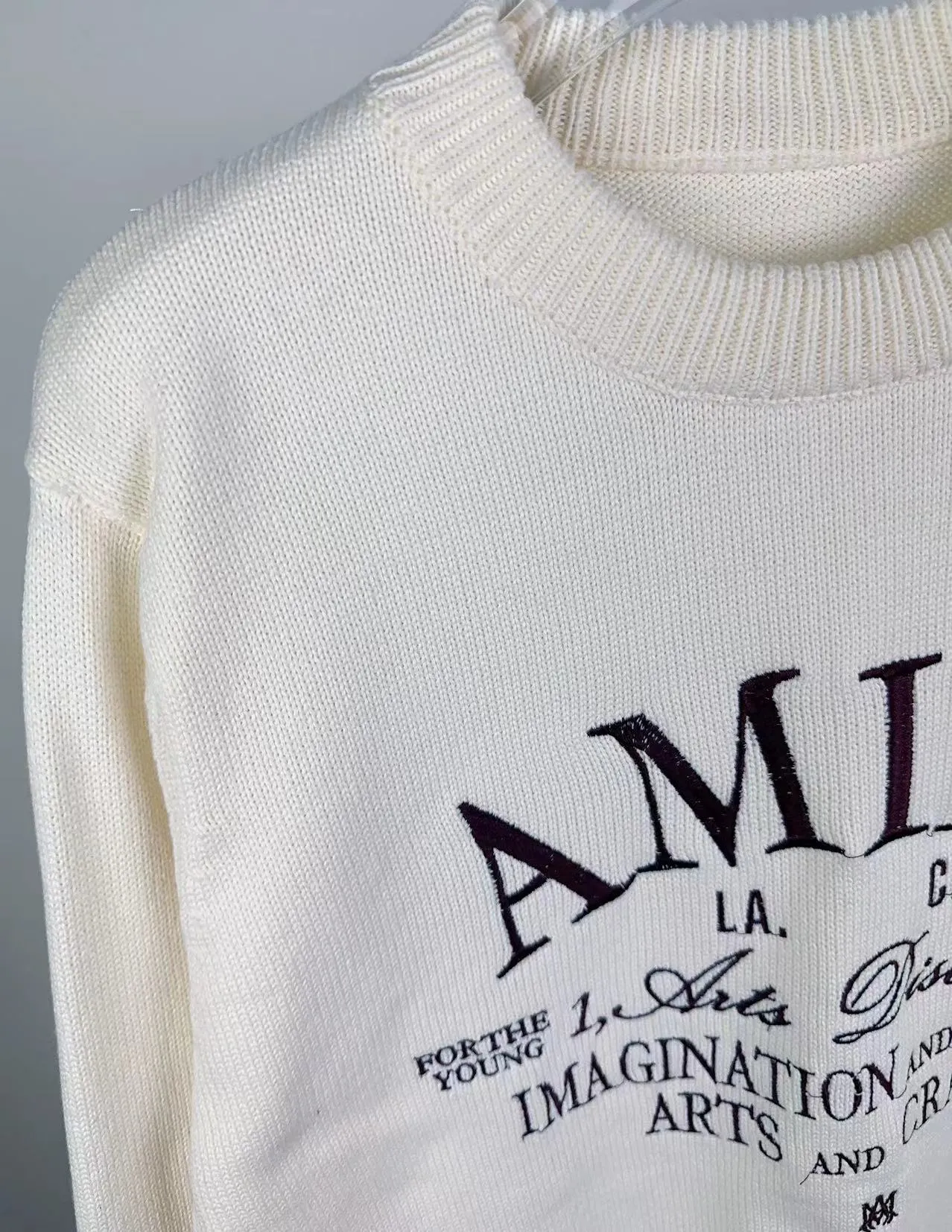 P240 🎉AMIRI new sweater, logo embroidery on the chest 1:1 Color: Pearl White, Black, Size: S M L XL XXL