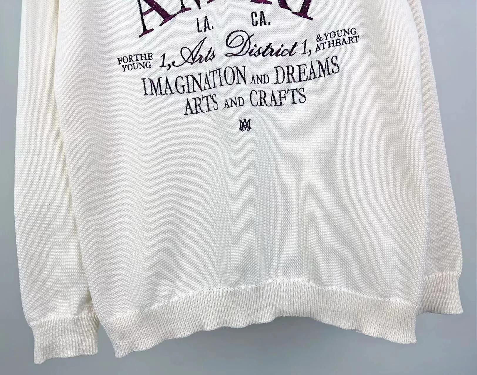 P240 🎉AMIRI new sweater, logo embroidery on the chest 1:1 Color: Pearl White, Black, Size: S M L XL XXL