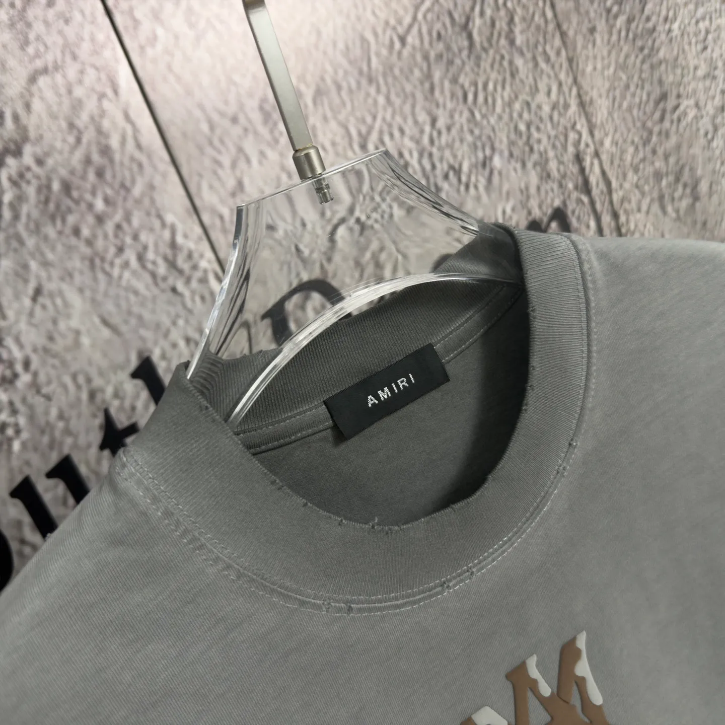 P170 𝙉𝙚𝙬⚜️AMl Amy》 2026 spring and summer new short-sleeved T-shirt, heavyweight pure cotton, washed and distressed, flocked and foamed letter personalized style Color: White Gray Purple Black Size: S M L XL XXL