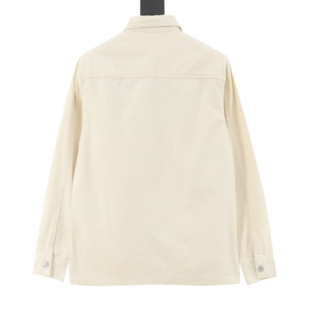🅿️540 AMI PARIS 25 new autumn and winter woven love embroidered long-sleeved denim loose casual lapel jacket, buttons decorated with LOGO YP, can be worn by men and women, dropped shoulder length, color: apricot, apricot red heart, denim basket size: S-XL