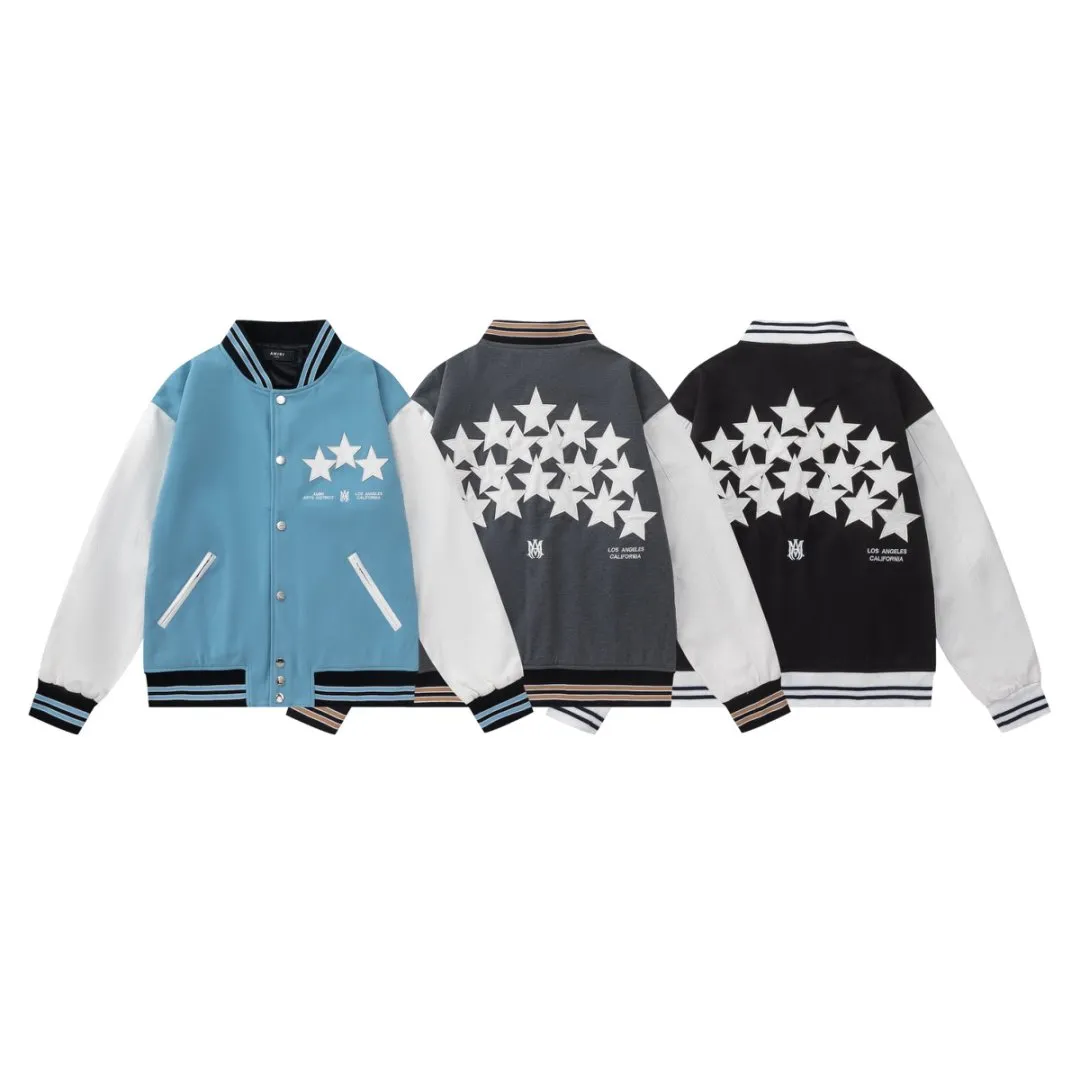 7155#P480AMIRI star embroidery LOGO, color: black, sky blue, gray. Size: S M L XL
