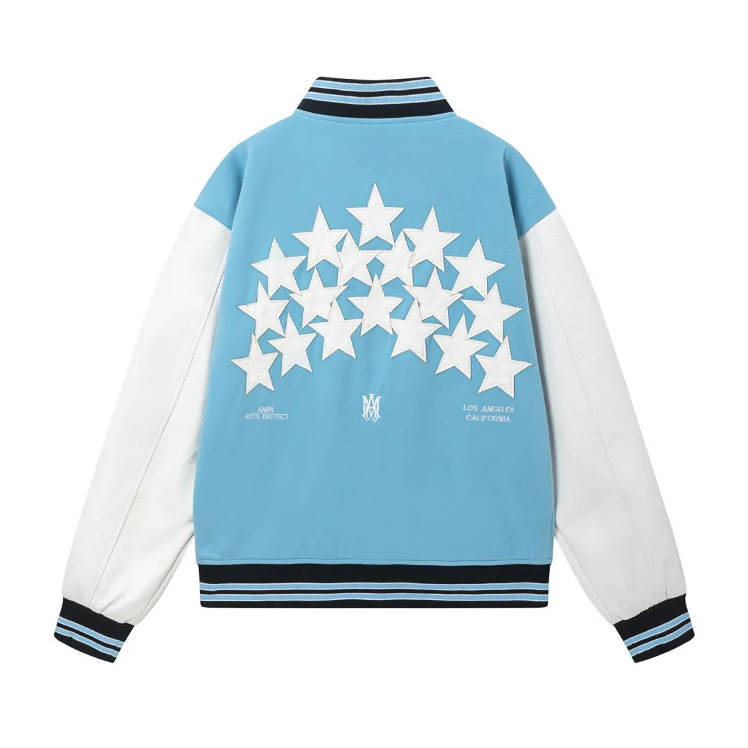 7155#P480AMIRI star embroidery LOGO, color: black, sky blue, gray. Size: S M L XL