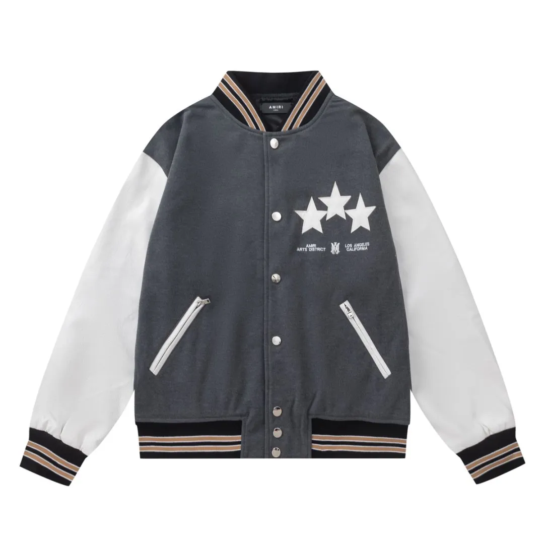 7155#P480AMIRI star embroidery LOGO, color: black, sky blue, gray. Size: S M L XL