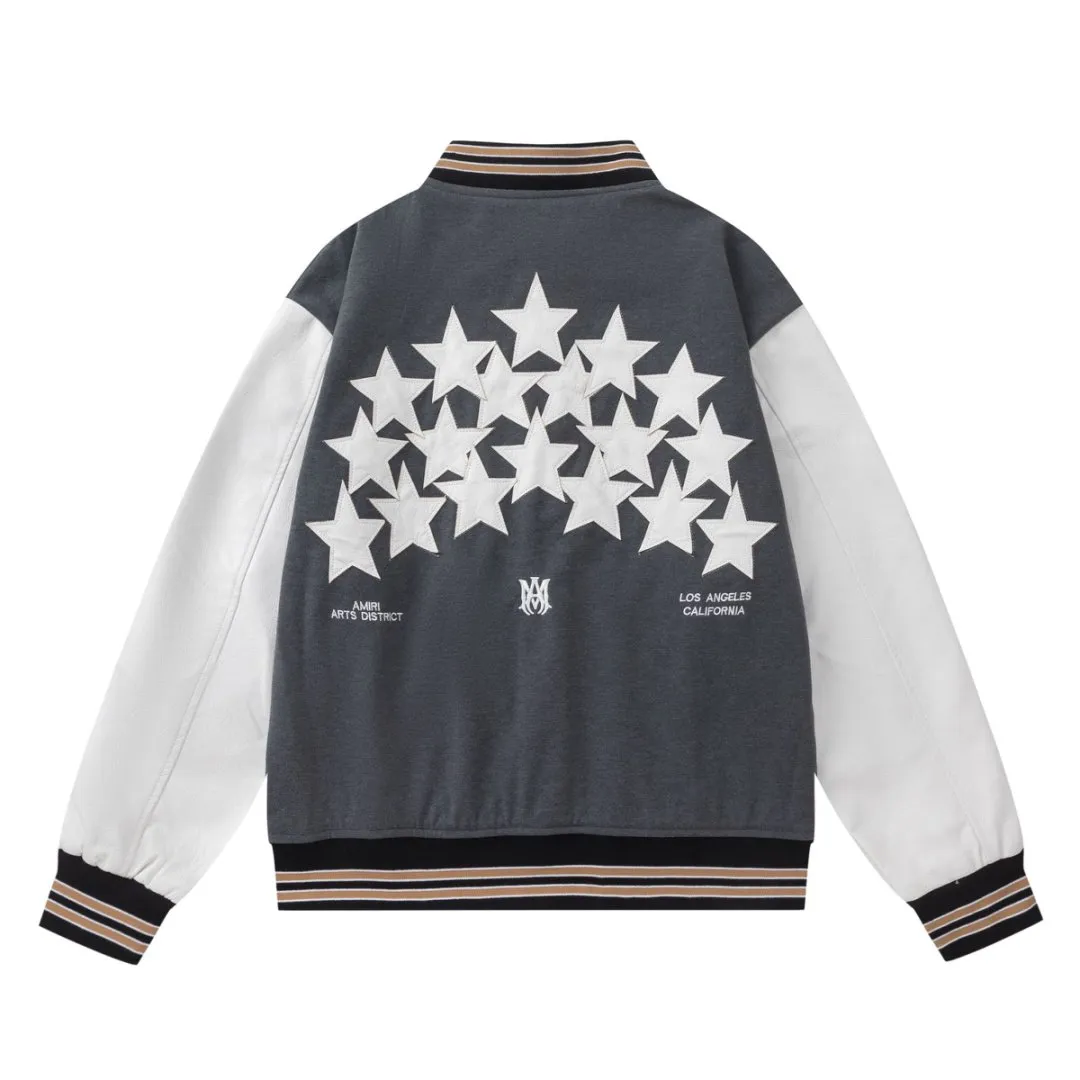 7155#P480AMIRI star embroidery LOGO, color: black, sky blue, gray. Size: S M L XL