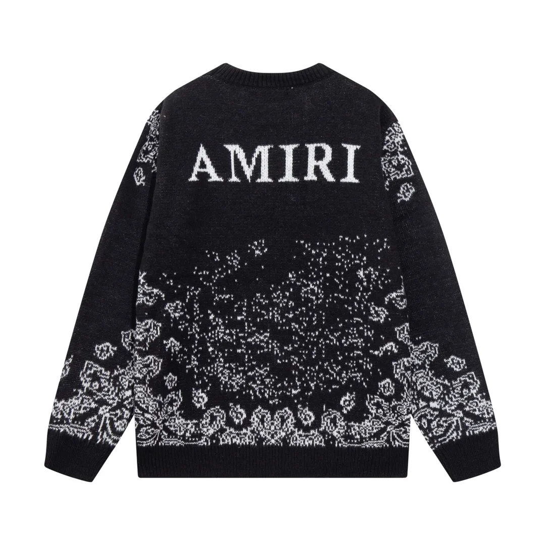 P280 AMIRI new style neckline personalized logo embroidered jacquard seahorse wool sweater Color: Red Black Size: S M L XL XXL