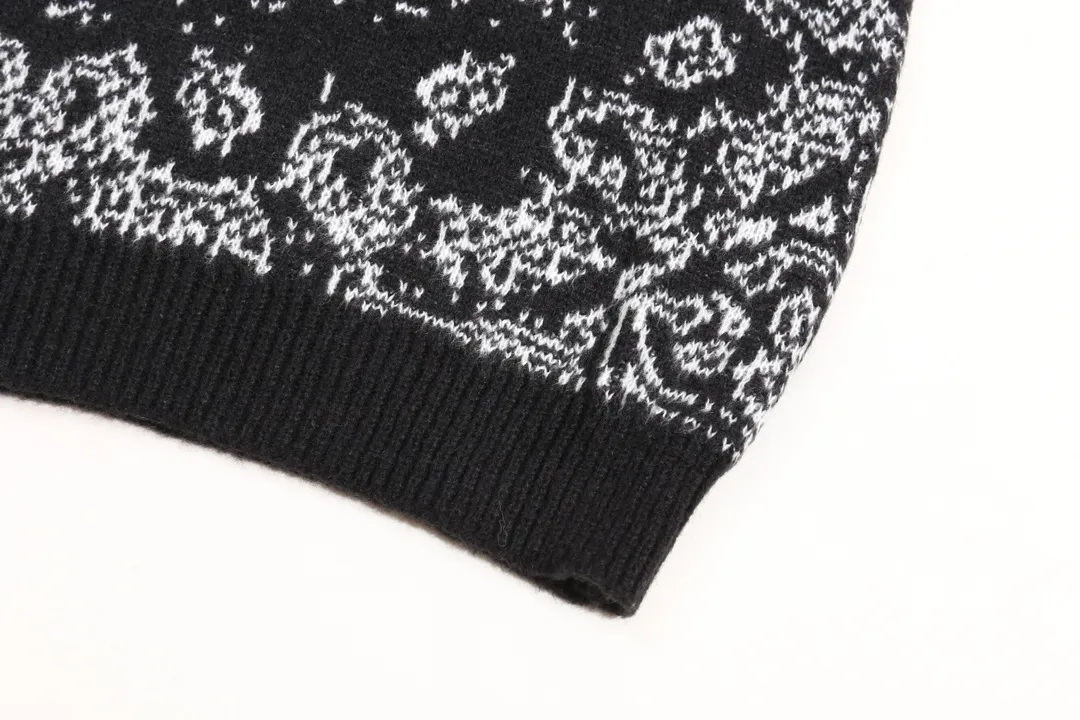 P280 AMIRI new style neckline personalized logo embroidered jacquard seahorse wool sweater Color: Red Black Size: S M L XL XXL