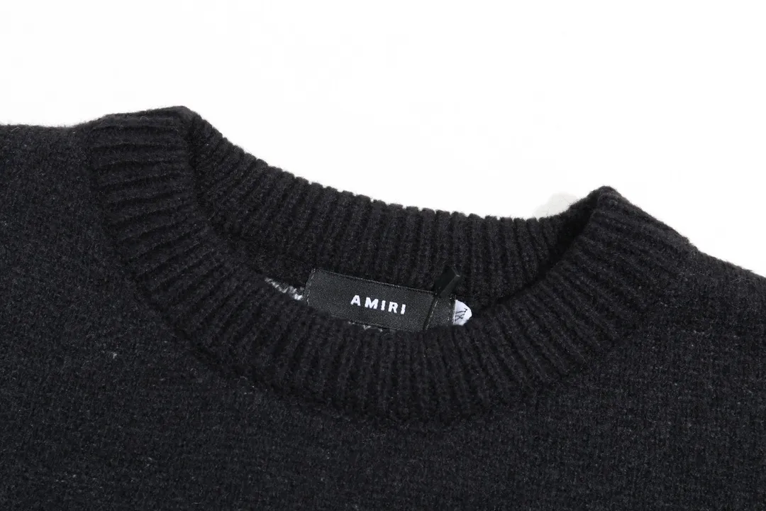 P280 AMIRI new style neckline personalized logo embroidered jacquard seahorse wool sweater Color: Red Black Size: S M L XL XXL