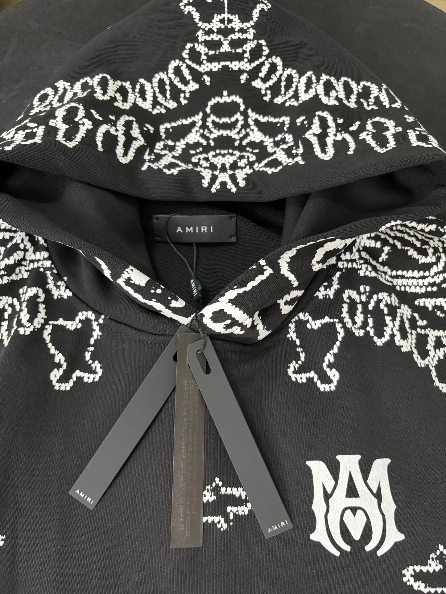 901 P240 high quality 360g pure cotton terry AMIRI real shot cashew flower sweatshirt black hanging shot S. M. L. XL