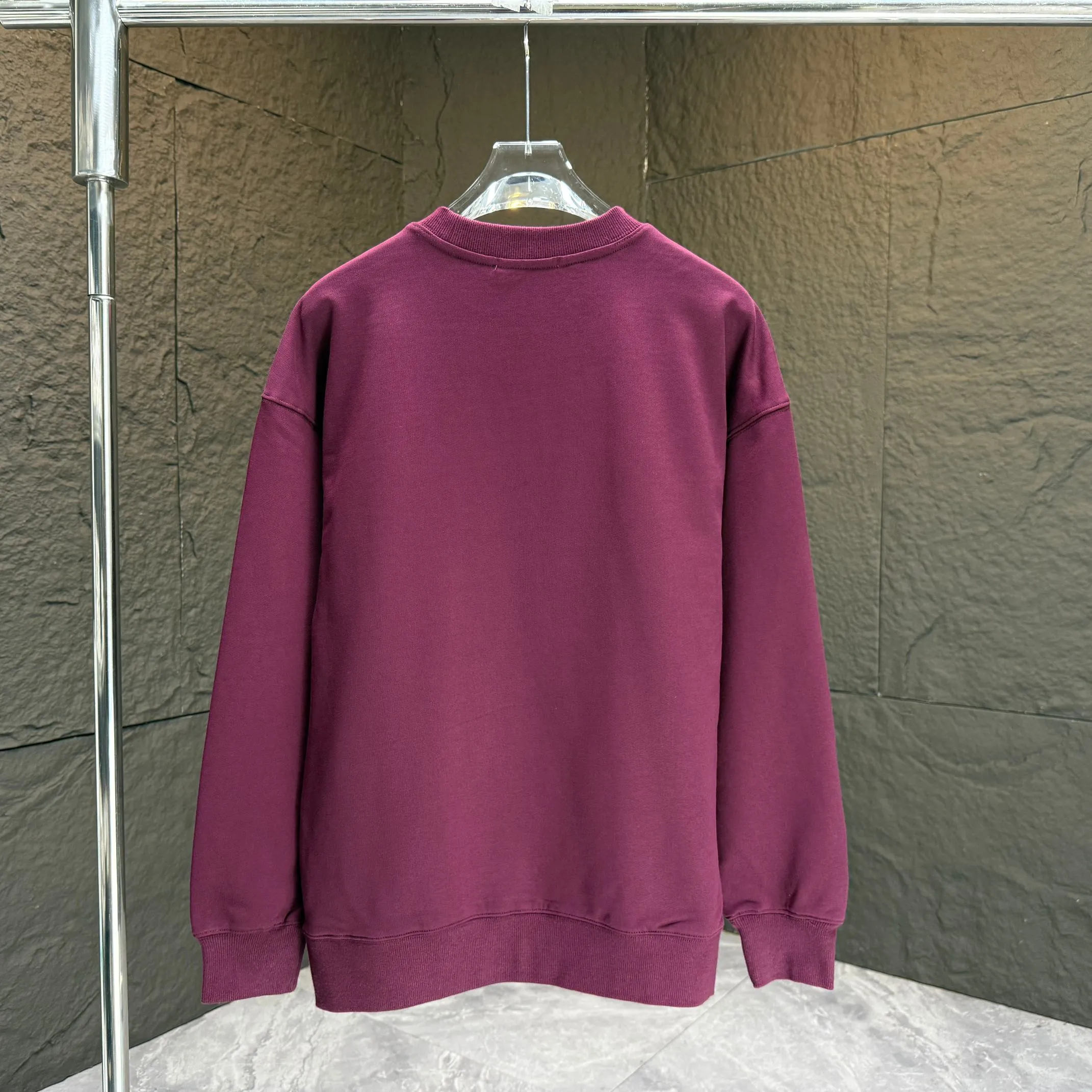 P200 AMIRI* 2025 autumn and winter new round neck sweatshirt 400g terry cotton letter logo three-dimensional foam Color: Black White Gray Purple Size: S M L XL XXL