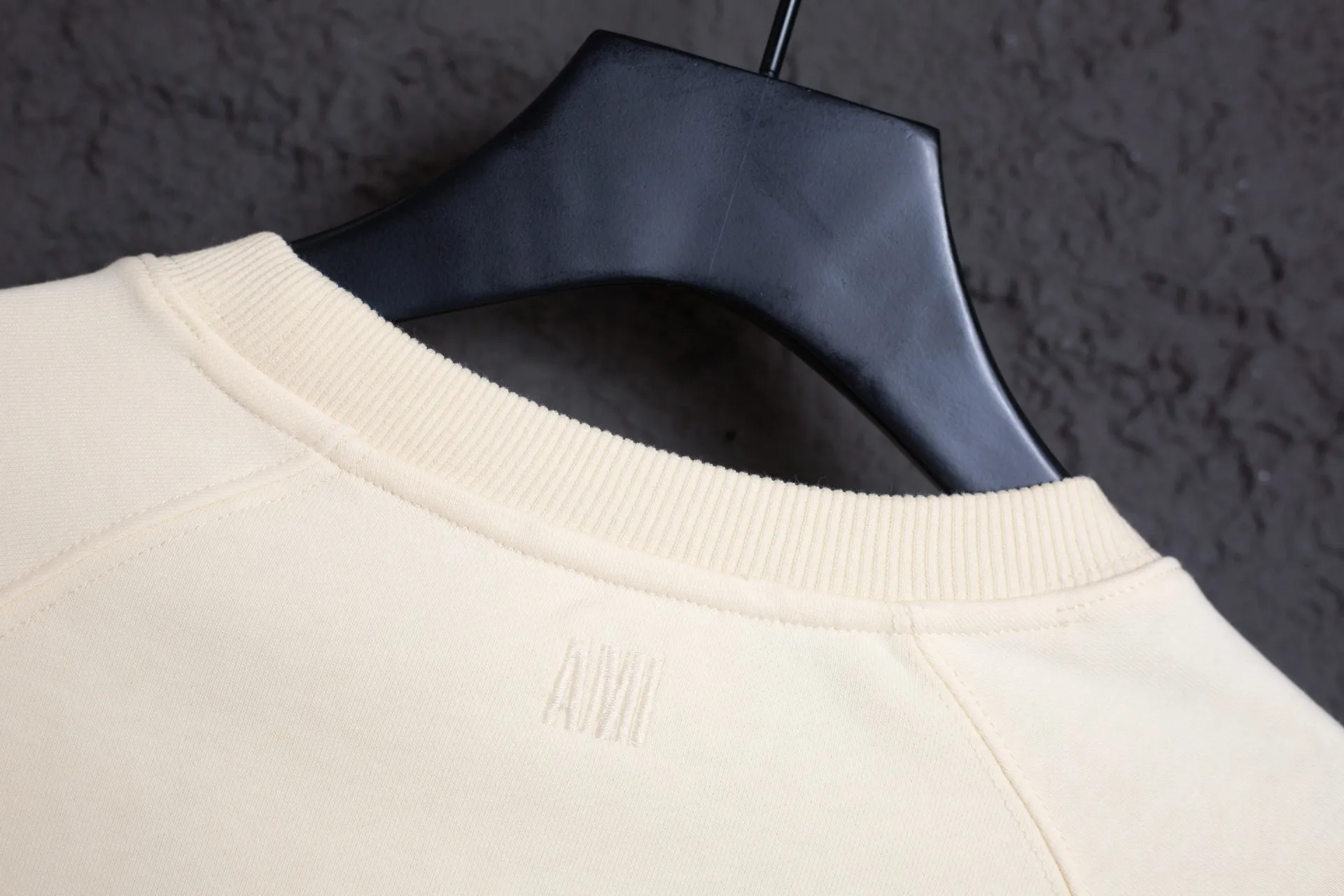 P160 AMI 25 autumn and winter new classic eight-letter custom stamp, customized 360g pure cotton fabric, high version, new main wheat, washed wheat, same style for men and women, color: apricot, size: S-XL