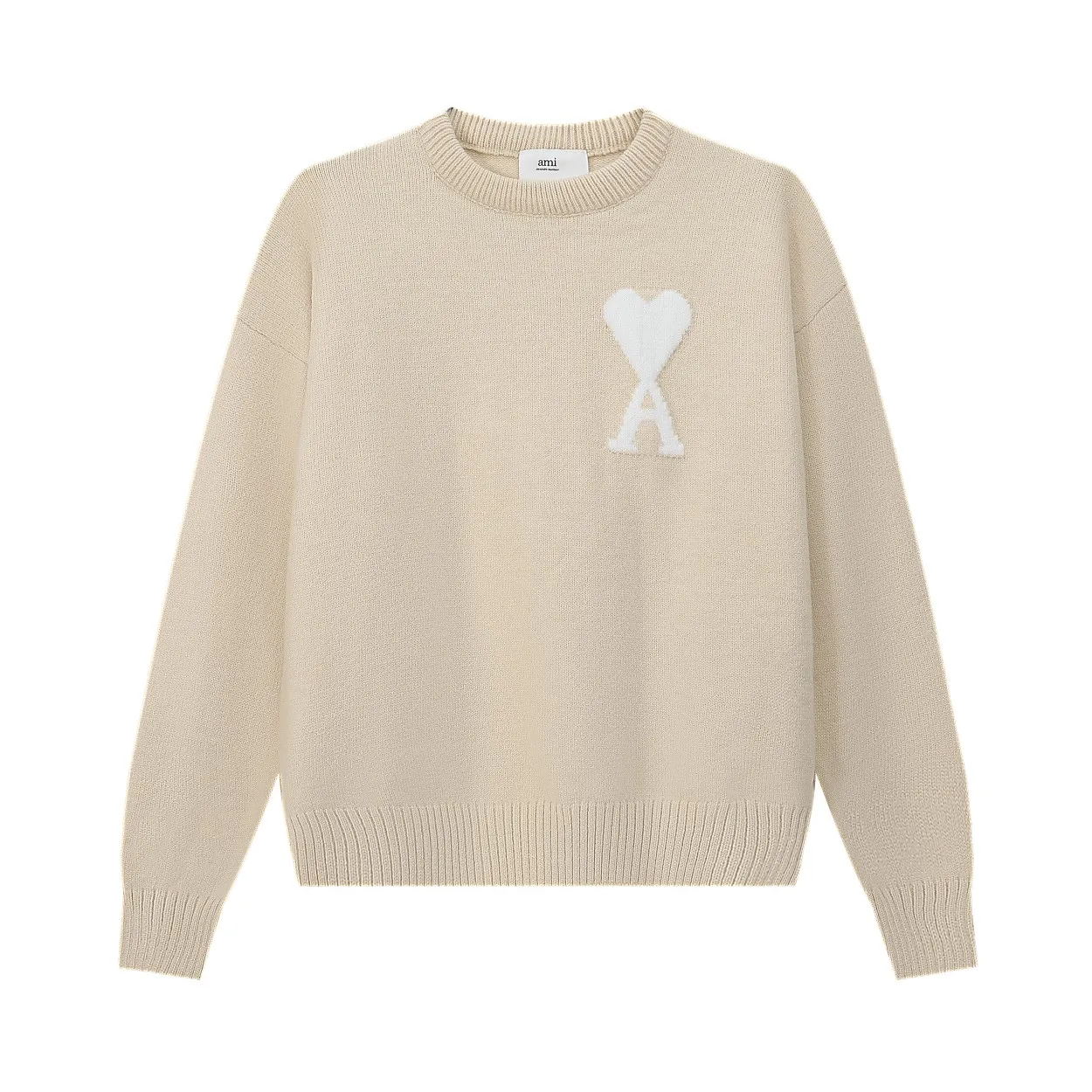 🅿️200 AM11# Ami2023 new color matching cloud round neck sweater, soft and waxy customized wool with super gentle cloud color matching, the upper body is absolutely fairy-like, highly recommended size: S, M, L, XL color: glacier blue, cloud gray, light khaki, light cream yellow