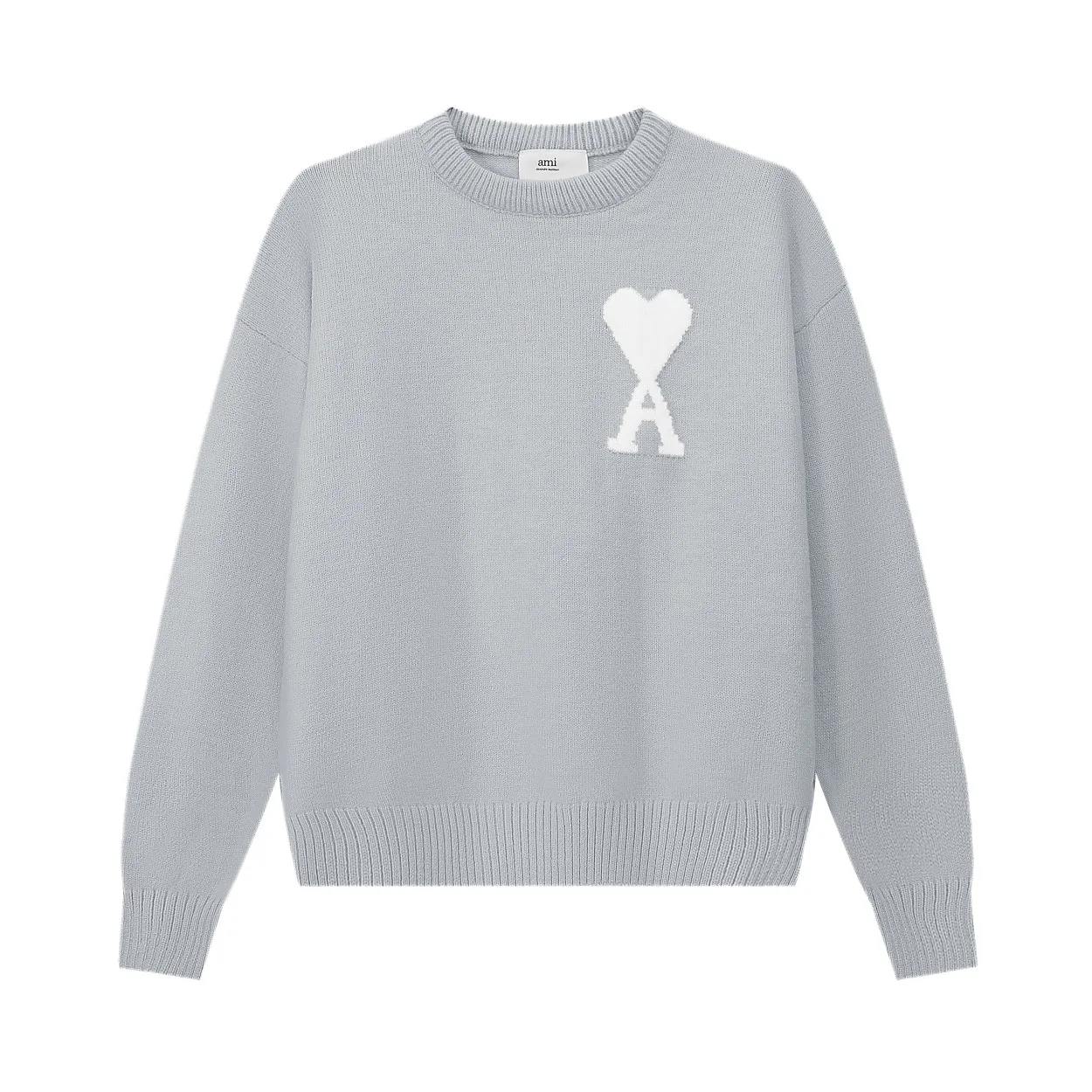 🅿️200 AM11# Ami2023 new color matching cloud round neck sweater, soft and waxy customized wool with super gentle cloud color matching, the upper body is absolutely fairy-like, highly recommended size: S, M, L, XL color: glacier blue, cloud gray, light khaki, light cream yellow