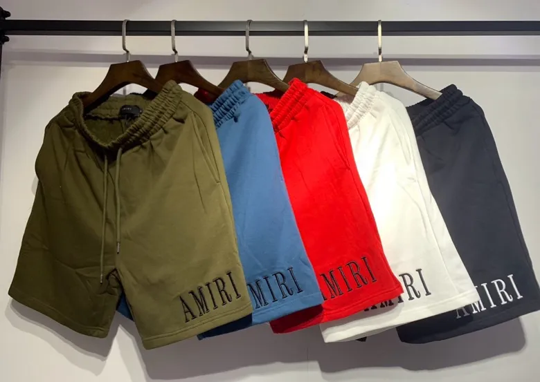 Model 704 P134 Real shot new product 2023 embroidered AMIRI letter five-quarter pants shorts 300g terry sweatpants black white navy blue red army green L. XL. XXL