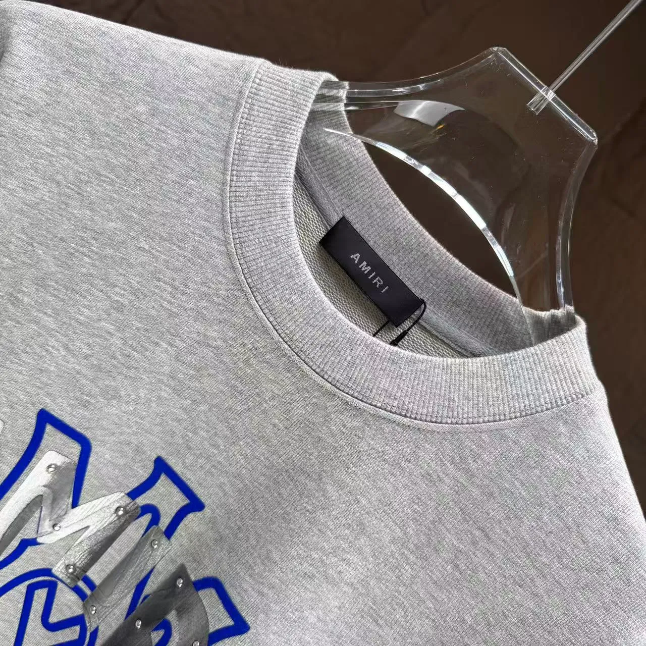 P210 AMIRI* 2025 autumn and winter new round neck sweatshirt 400g terry cotton letter flocking➕3D printing Color: Black White Gray Dark Blue Size: S M L XL XXL