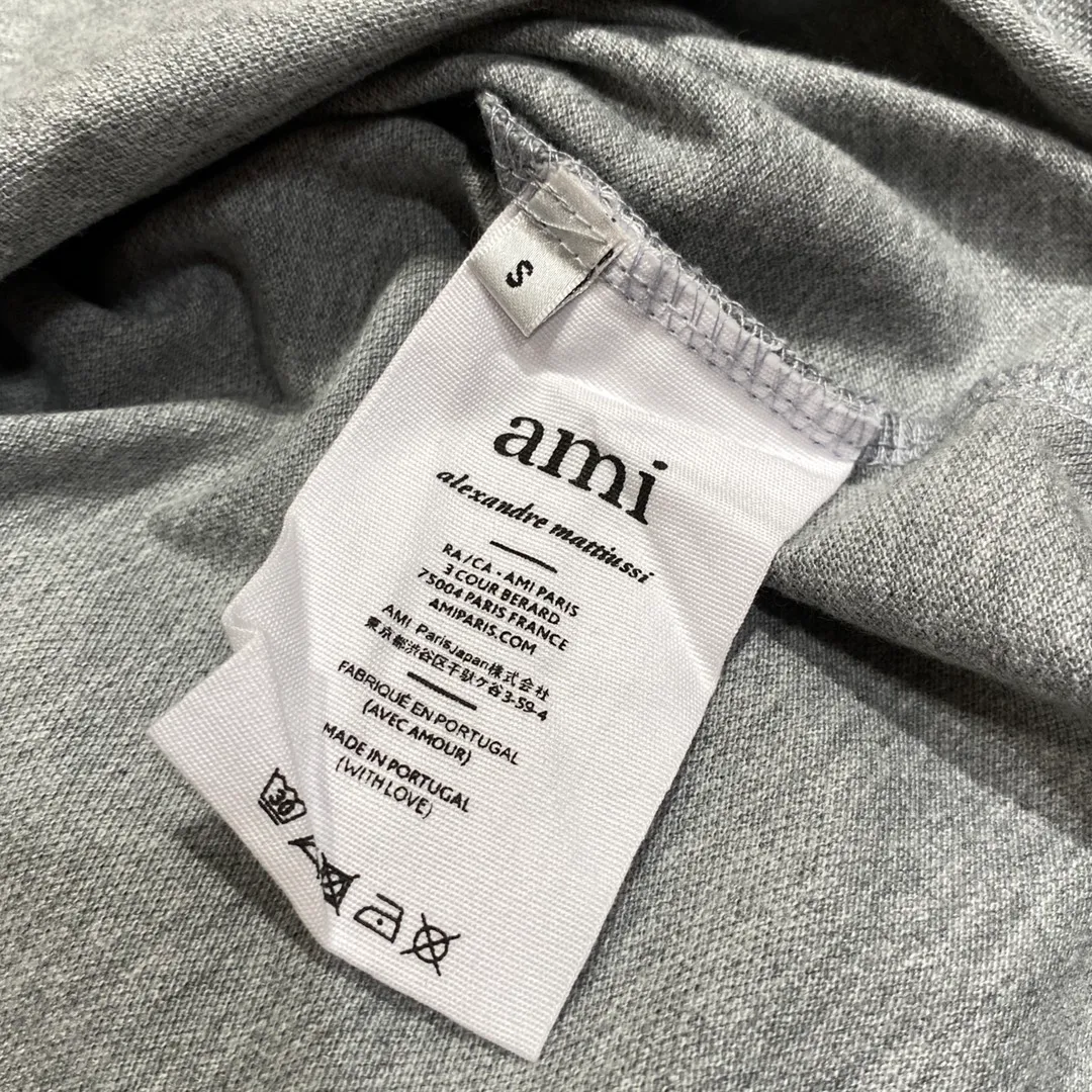 🅿️250 AMI Amy 24AW Heart♥️A small love logo embroidery, Japanese three-dimensional embroidery, spring and autumn long-sleeved super handsome POLO shirt, same style for men and women smlxl