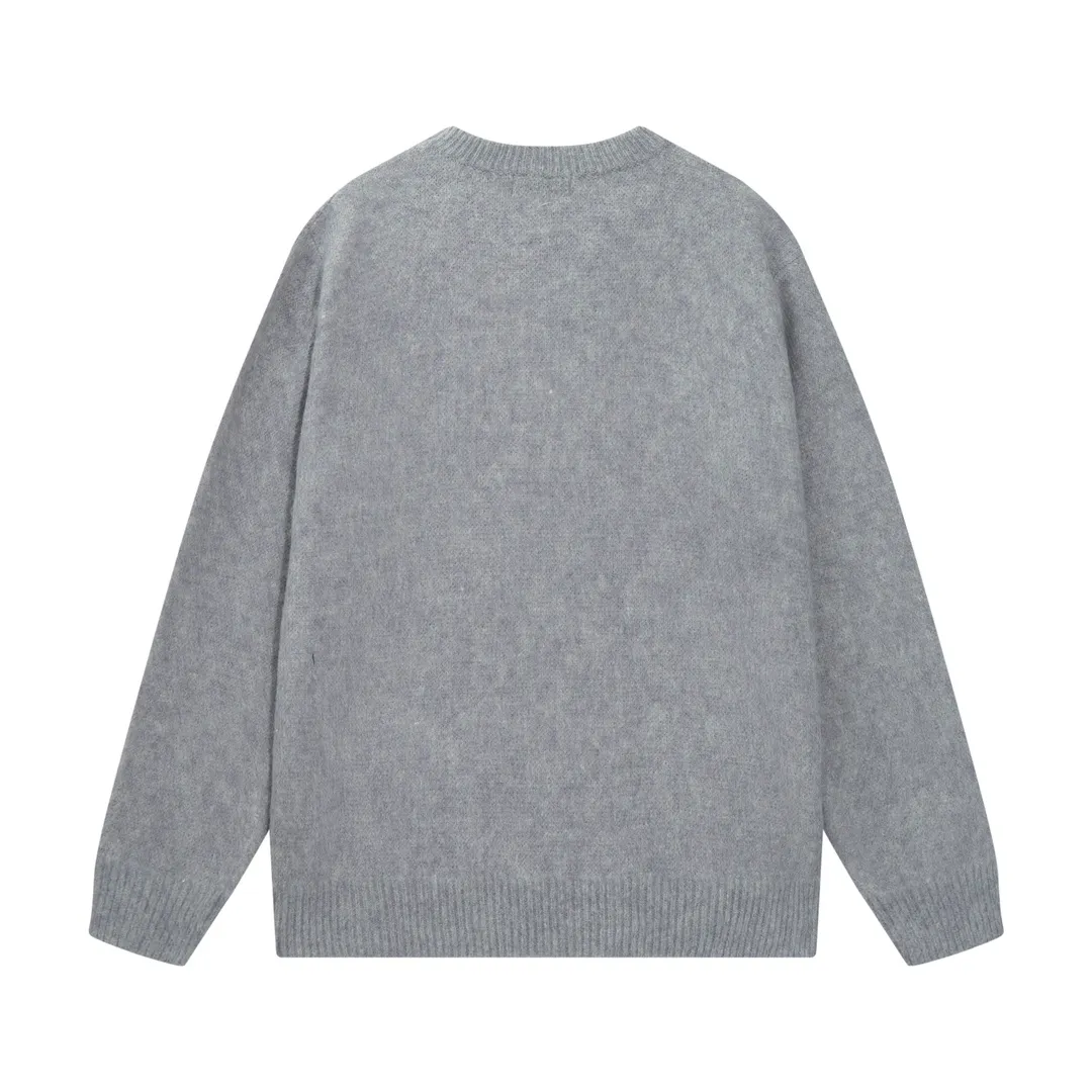 P280 AMIRI new style sea wool sweater with large logo on collar Color: Gray Black Size: S M L XL XXL
