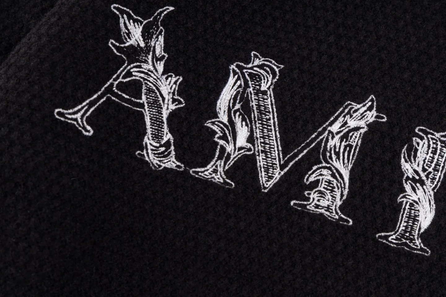 P300 top version AMIRI/AMIRI classic letter logo embroidered knitted casual crew neck sweater, same style for men and women, couple style - Color/Color: Black - Size/Size: S——XXL