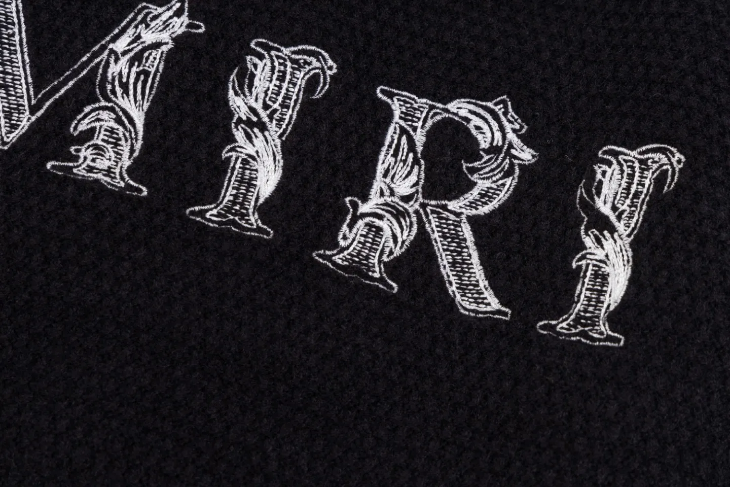 P300 top version AMIRI/AMIRI classic letter logo embroidered knitted casual crew neck sweater, same style for men and women, couple style - Color/Color: Black - Size/Size: S——XXL