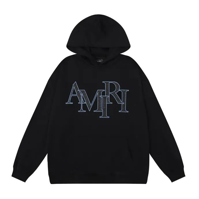 Style number: 891 P230 Fabric: 360g pure cotton terry sweatshirt AMIRI 2025 new autumn and winter logo hooded terry sweatshirt high street unisex loose classic letter hot silver sweatshirt jacket Color: black white Size: S M L XL