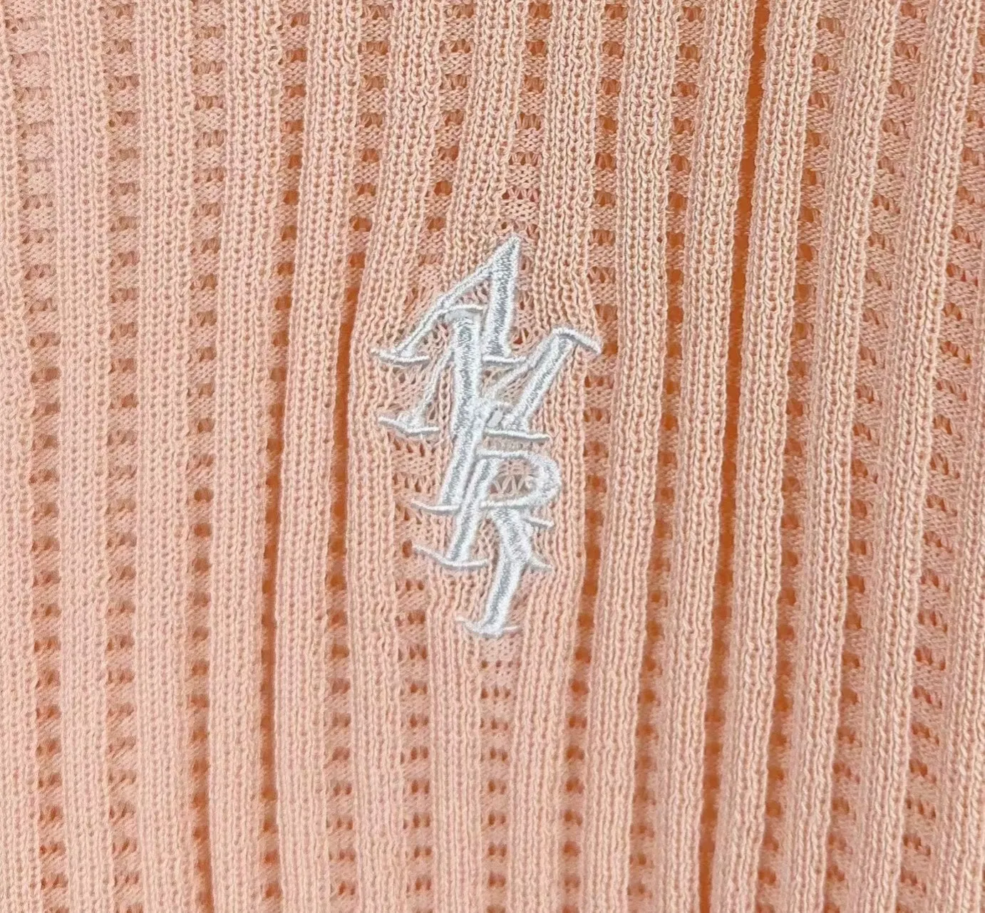 P210 🎉AMIRI new sweater short-sleeved POLO shirt, thin and breathable, embroidery on the chest, color: white black orange number: S M L XL XXL
