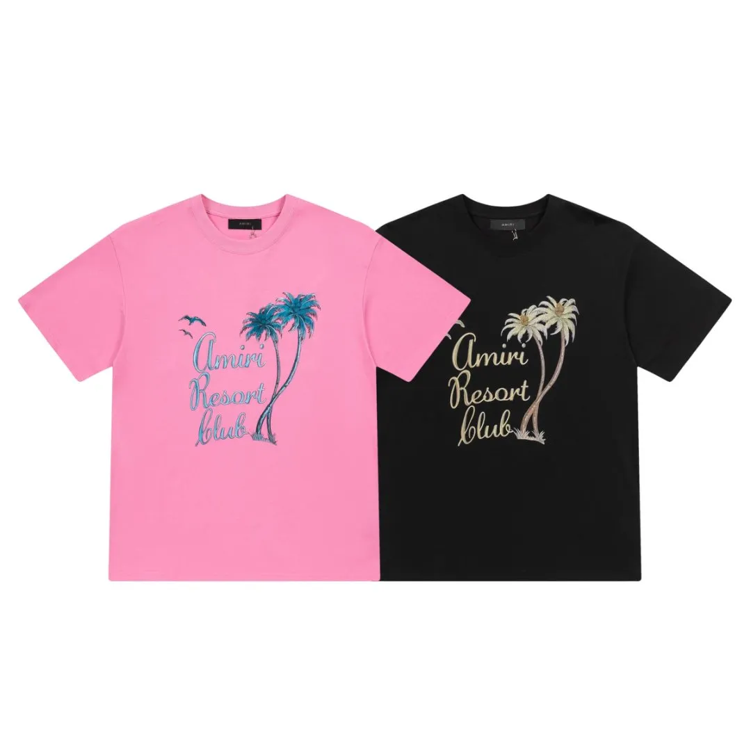 8030#P146amiri digitally printed logo, using 300g weight fabric, color: black, pink. Size: S M L XL