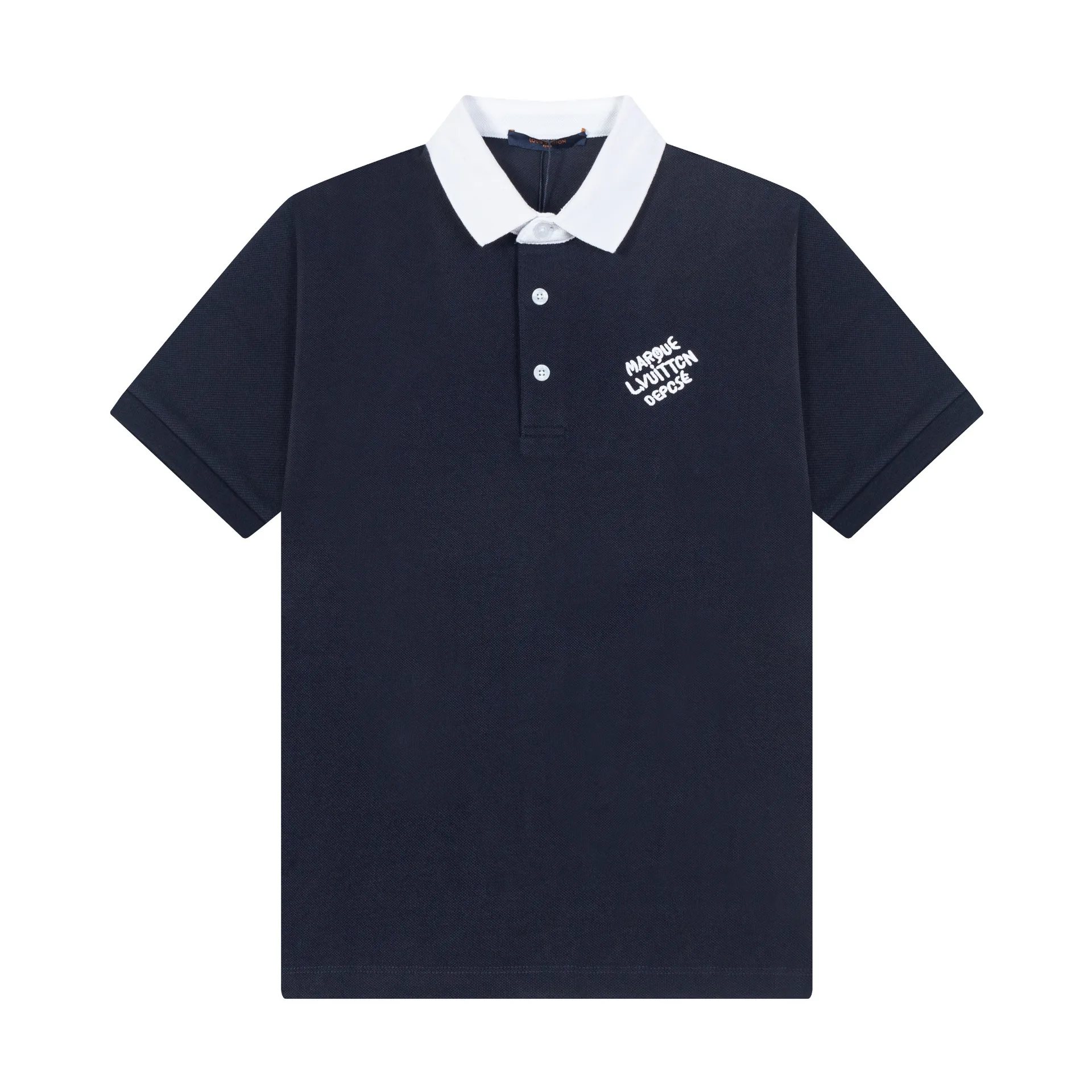 Brand: LV Weight: 270 Color: Blue Black Size: M-XXL Original customization 1:1 restoration Embroidery technology Pure cotton mercerized piqué This polo shirt is made of piqué cotton with a subtle full-width Damier jacquard texture, and the Marque L.Vuitton déposée logo embroidery lights up the sight. Pearlescent buttons add dandy style and can easily be incorporated into everyday looks.  •Regular fit •Damier jacquard pique •Marque L.Vuitton déposée embroidery on chest •Button placket at front •Pearl buttons with LV logo on top button •Ribbed collar and cuffs •100% cotton