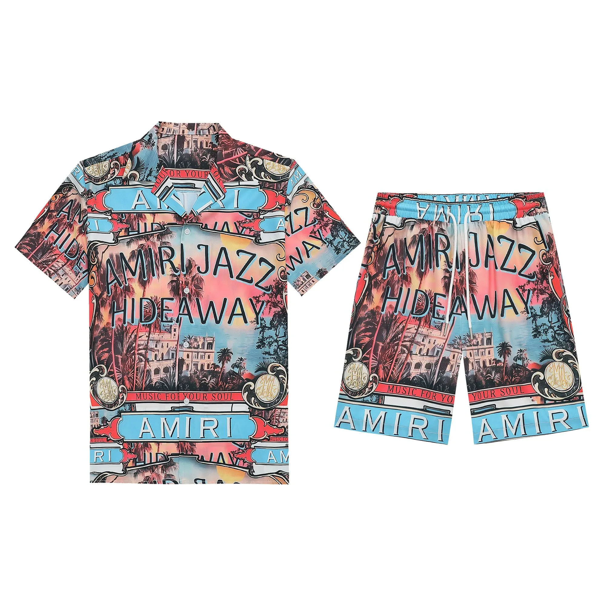 P240 new shirt set, high-quality satin fabric, soft, comfortable, breathable and shiny, with top-notch feel. High-definition digital printing, fine workmanship, mesh pants, refreshing and not close-fitting, top and pants are detachable, M~XXXL