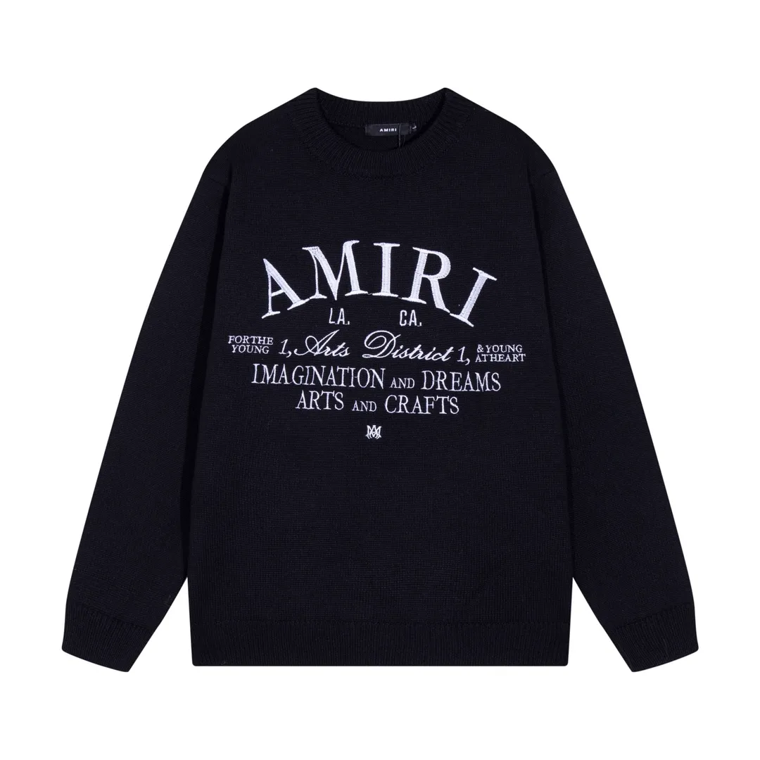 P280 AMIRI 2024 new sweater, logo embroidery on the chest 1:1 Color: Pearl White, Black Size: S M L XL XXL