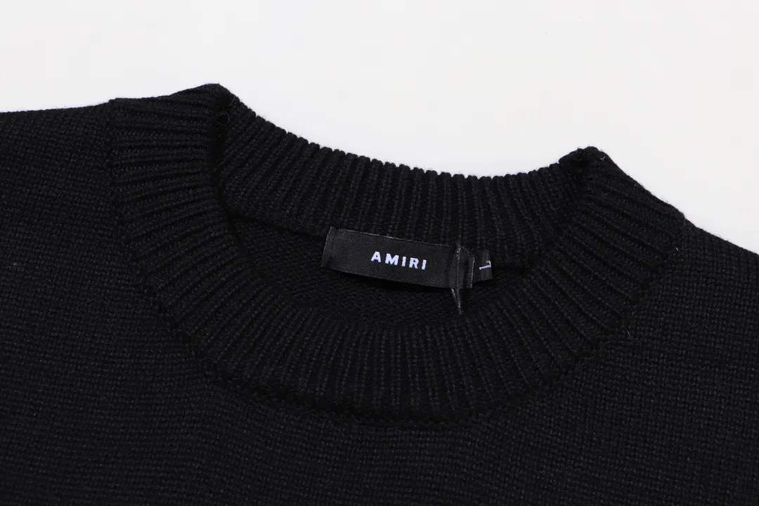 P280 AMIRI 2024 new sweater, logo embroidery on the chest 1:1 Color: Pearl White, Black Size: S M L XL XXL
