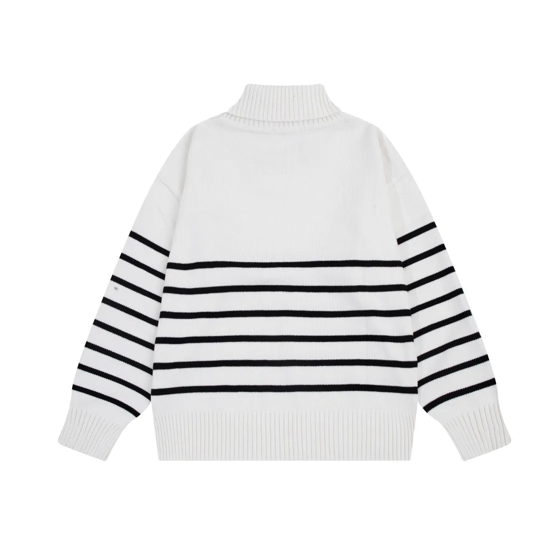 CYA63# AMI Paris 22 autumn and winter new Ami de Coeur love striped classic turtleneck sweater for men and women Color: black white Size: S-XL