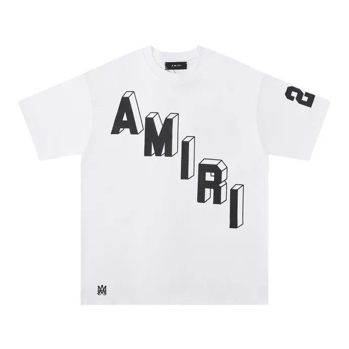Style number: 678 P120 Fabric: 260g double yarn AMIRI 2025 spring and summer new logo round neck T-shirt high street same style for men and women loose classic letter short sleeves Color: white black blue code number: S M L XL